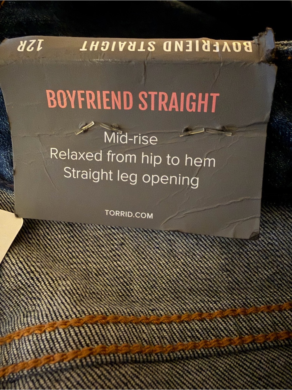 Torrid Boyfriend Straight Mid-Rise denim blue jeans 12 R NWT $65.50 - Picture 7 of 8